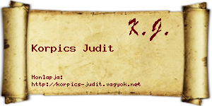 Korpics Judit névjegykártya